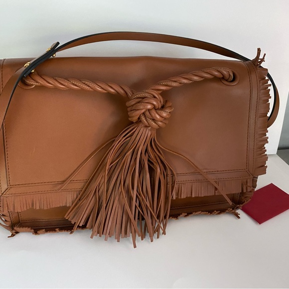VALENTINO GARAVANI Leather Crossbody/clutch  Large Fringe Detachable Strap - Picture 16 of 16